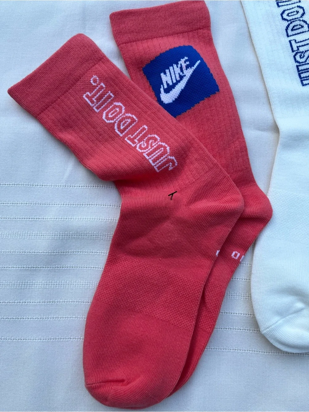 Nike Crew Socks Trio - Red, White, Lime with 'Just Do It' Branding